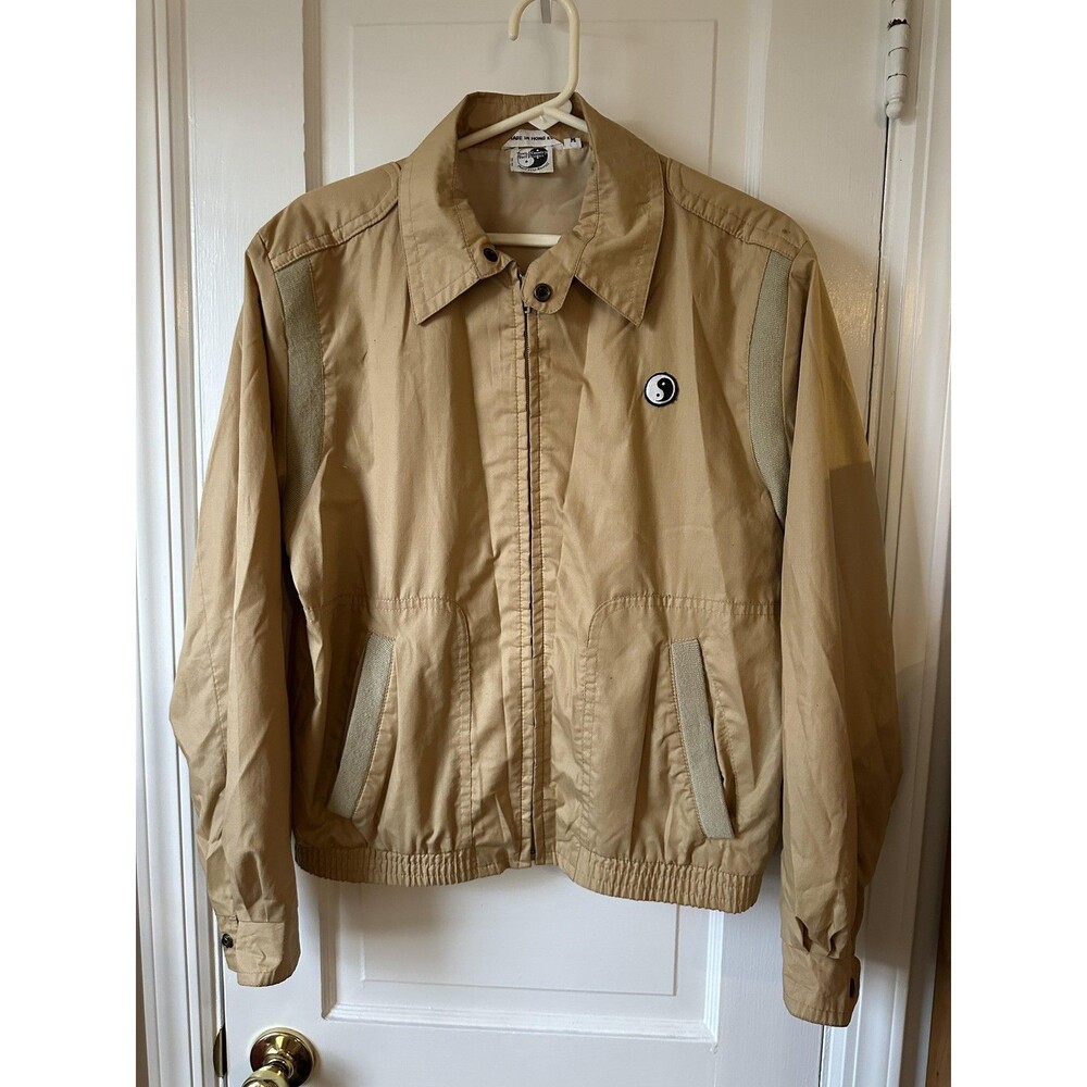 Vintage Town & Country Surf Designs Jacket Mens Medium Beige Yin Yang Surf